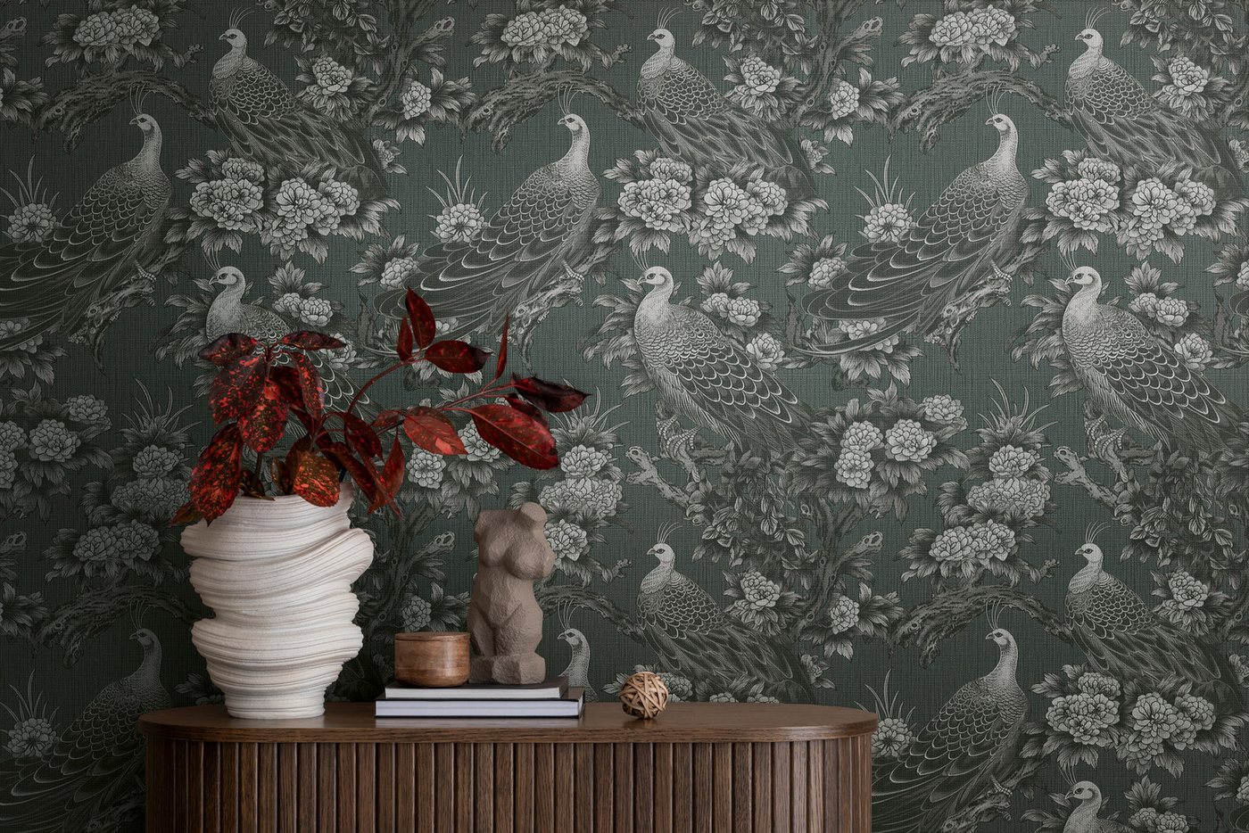 living walls Vliestapete Michalsky 6 florale Tapete Mustertapete Vögel Tiere, strukturiert, matt, (1 St), Vliestapete Natur für Schlafzimmer Küche Wohnzimmer Floral Design Flur von living walls