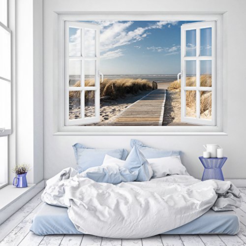 murimage Fototapete Strand Fenster 183 x 127 cm inklusive Kleister Fenster Ausblick Meer Strand Dünen Ozean Ocean Way Tapete von murimage