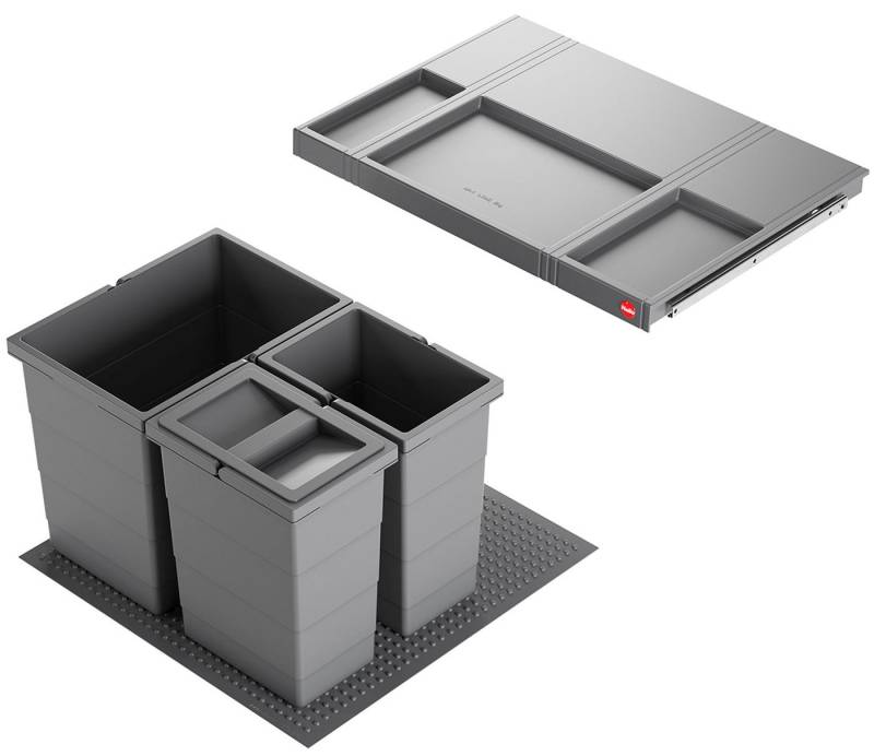 livingpoint24 Einbaumülleimer Hailo Allegro System, Mülleimer Einbau 60cm Schublade, Frontauszug von livingpoint24