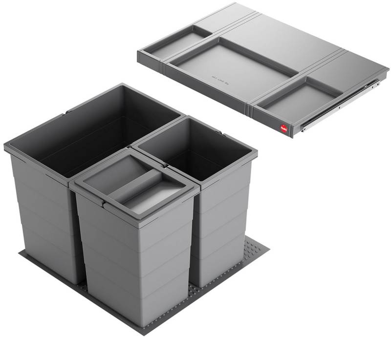 livingpoint24 Einbaumülleimer Hailo Allegro System, Mülleimer Einbau 60cm Schublade, Frontauszug von livingpoint24