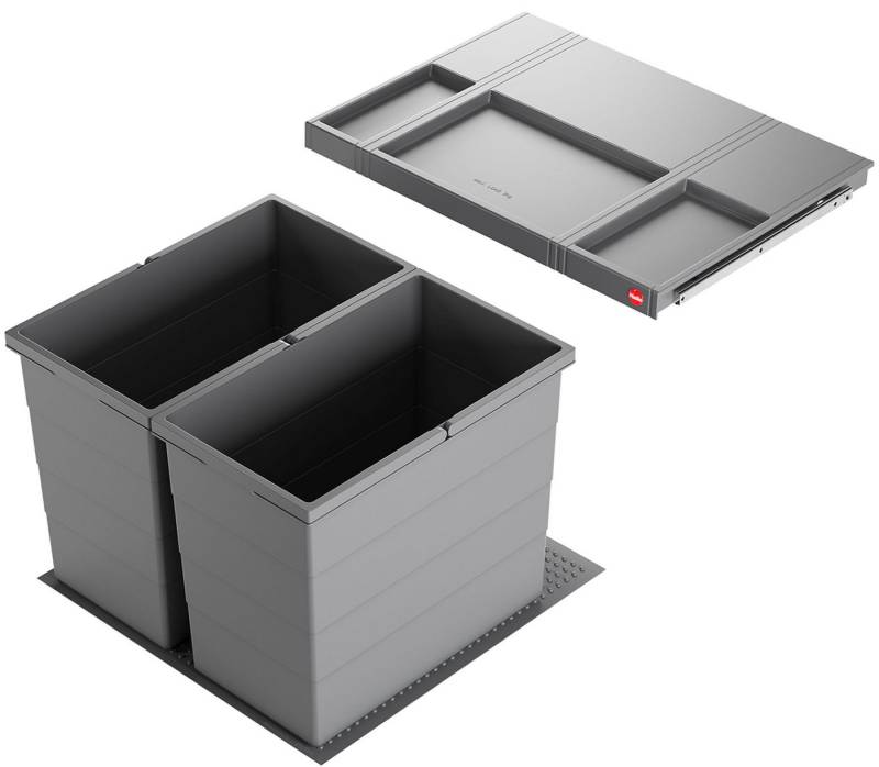 livingpoint24 Einbaumülleimer Hailo Allegro System, Mülleimer Einbau 60cm Schublade, Frontauszug von livingpoint24