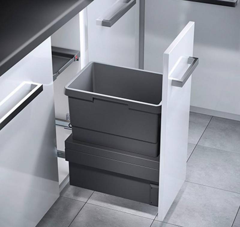 livingpoint24 Einbaumülleimer Hailo Einbaumülleimer, Schrank 30cm, Frontauszug selbstschließend von livingpoint24
