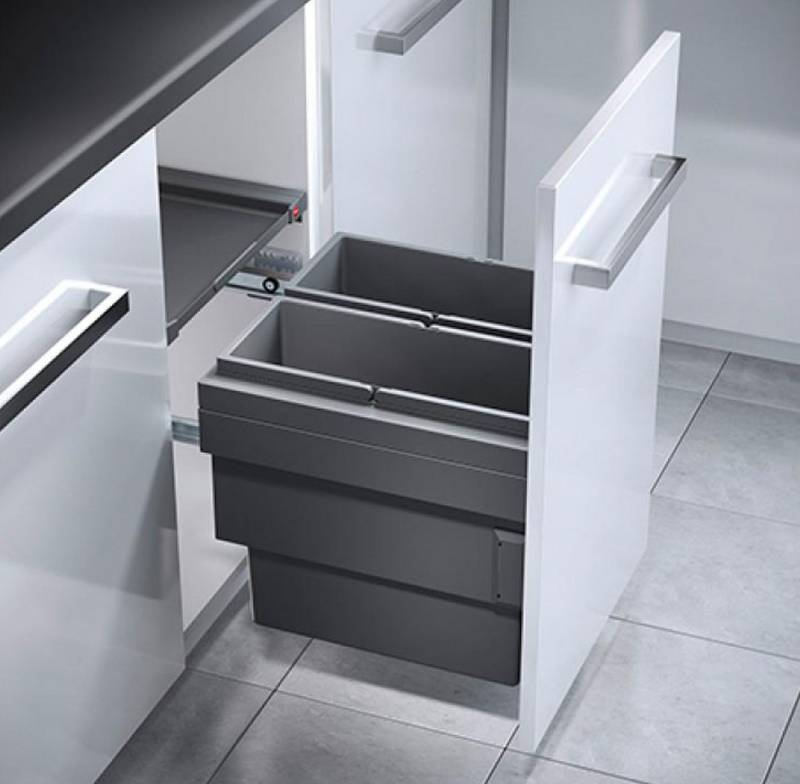 livingpoint24 Einbaumülleimer Hailo Einbaumülleimer, Schrank 45cm, Frontauszug selbstschließend von livingpoint24