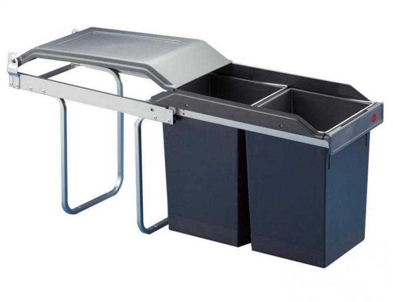 livingpoint24 Einbaumülleimer Hailo Mülleimer Küche, Einbau ab 30cm Schrank, 2-fach Abfalleimer von livingpoint24