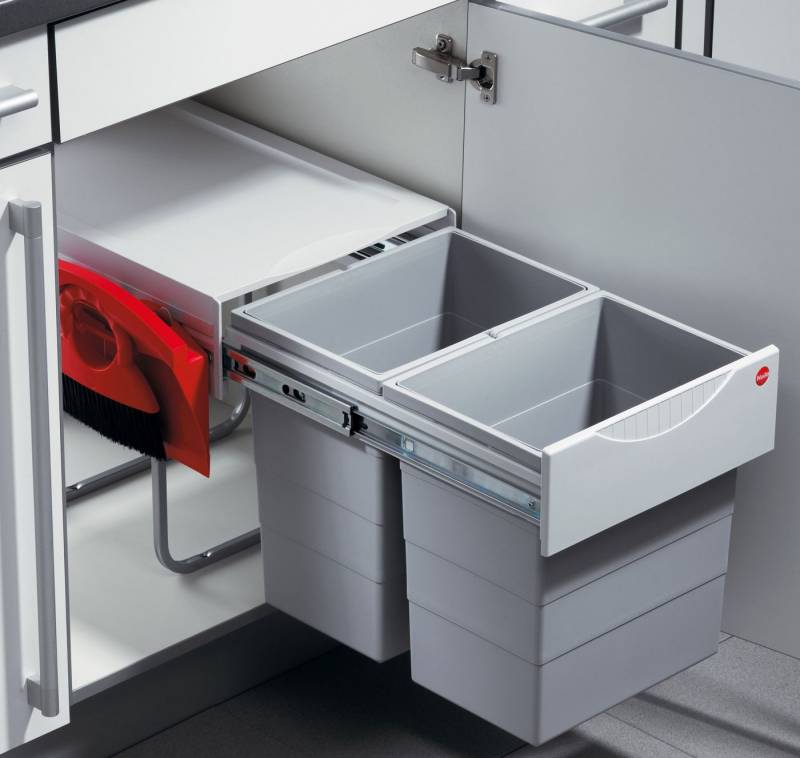 livingpoint24 Einbaumülleimer Hailo Mülleimer Küche, Einbau ab 40cm Schrank, 2-fach Abfalleimer von livingpoint24