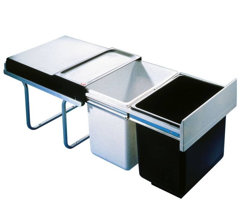 livingpoint24 Einbaumülleimer Hailo Mülleimer Küche, Einbau ab 40cm Schrank, 2-fach Mültrennung von livingpoint24