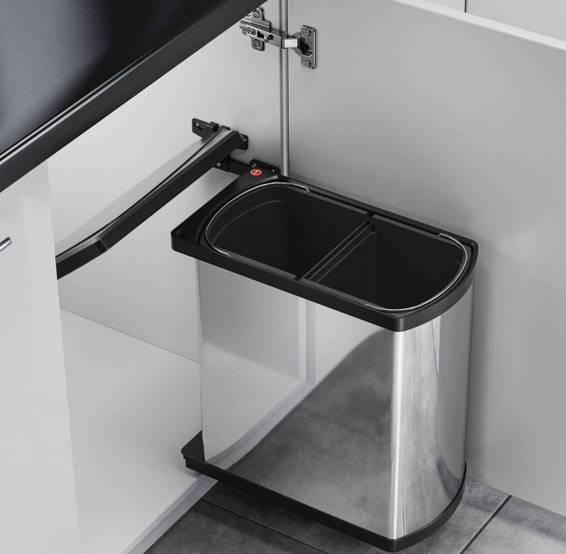 livingpoint24 Einbaumülleimer Hailo Mülleimer Küche, Einbau ab 45cm Schrank, 2-fach Abfalleimer von livingpoint24