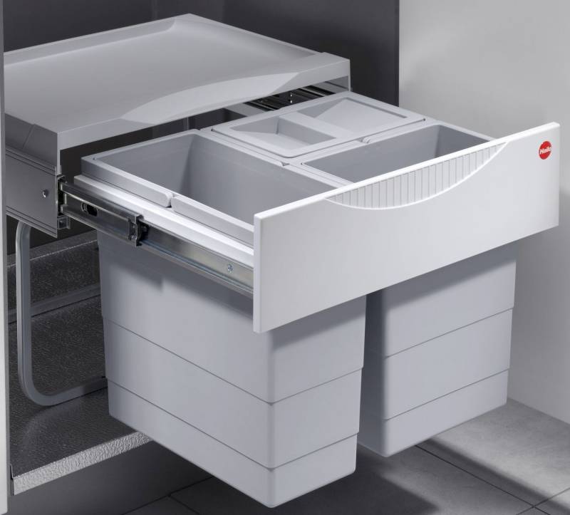 livingpoint24 Einbaumülleimer Hailo Mülleimer Küche, Einbau ab 50cm Schrank, 3-fach Abfalleimer von livingpoint24