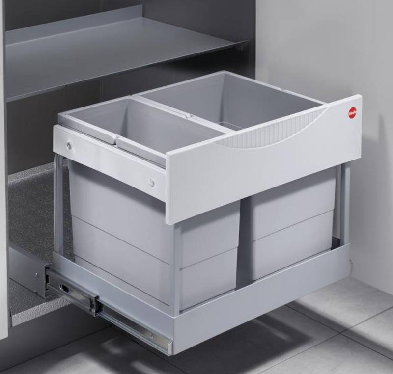 livingpoint24 Einbaumülleimer Hailo Mülleimer Küche, Einbau ab 60cm Schrank, Ausfahrautomatik von livingpoint24