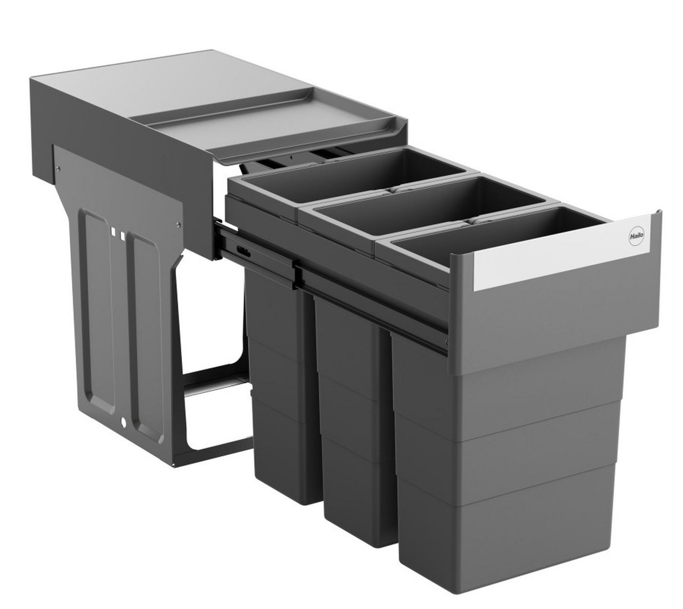 livingpoint24 Einbaumülleimer Hailo Tandem, Mülleimer Küche 3x8 Liter, Einbau 40-90cm Schrank von livingpoint24