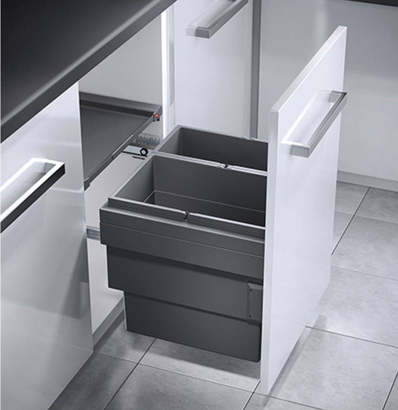 livingpoint24 Einbaumülleimer Hailo Einbaumülleimer, Schrank 50cm, Frontauszug selbstschließend von livingpoint24