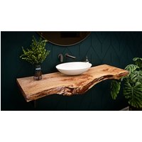 Waschtischplatte Roseneiche Aus Einem Stück Baumkante Rustikal Tischplatte Massivholzplatte Waschtisch Couchtischplatte Naturkante Baumstamm von livinoak