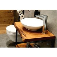 Waschtischplatte in Verschiedenen Größen Aus 4cm Massiver Eiche Waschtischkonsole Mit Baumkante Nach Maß Waschtischunterschrank von livinoak