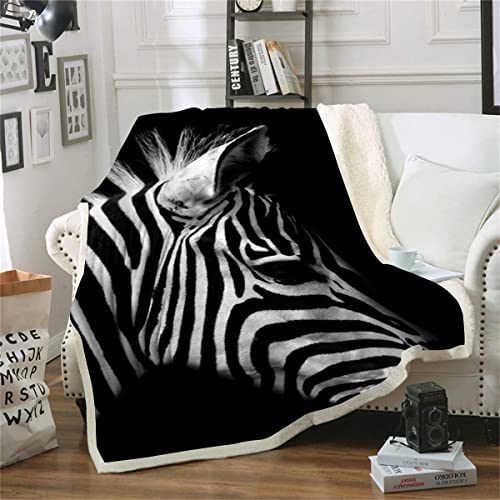 Bedruckte Fleecedecke Zebra Überwurfdecke für Couch Superweiche und warme Deko Sofa und Wohnzimmer (180x220cm) 3D Druckdecke von lixiaochao
