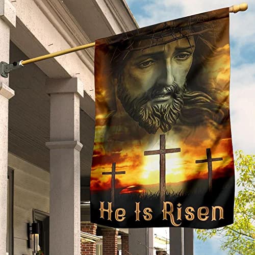 Fahne Jesus Christus Sonnenuntergang Er Ist Auferstanden Kreuz Frohe Ostern Flagge Flagge Banner Outdoor Sign Für Yard Veranda Bauernhof Outdoor 30x45cm von lixinxianjunshishangmaoyouxianzerengongsi1