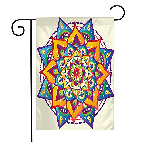 Garten Flagge Polyester Geschenke Party Garten Fahnen Tibet Flower Abstract Eternity Ohm Design Ornate Oriental Sign Chakra Asia Symbol Pray East Chaos Garden Flag von lixinxiansuqieshangmaoyouxiangongsi2