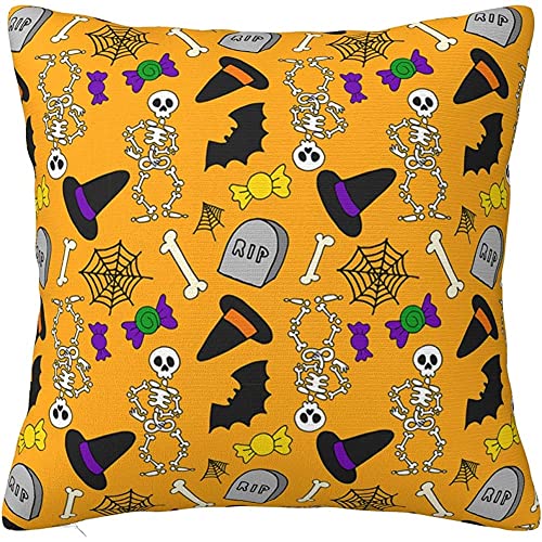 Throw Kissenbezüge Halloween-Krähen-Kürbis-Schädel-Vogelscheuche Kissenbezug wasserdichte Zierkissenbezüge Quadratische Kissen Fall Für Bett Weihnachten Cafe 45X45Cm von lixinxiansuqieshangmaoyouxiangongsi2