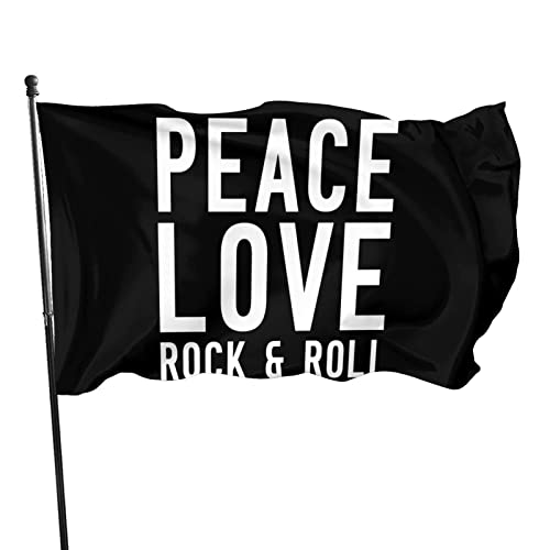 Bannerfahnen Peace Love Rock and Roll Flaggen Mit Öse Lustige Garten Fahnen Verblassen Beständig Dekorationen Flagge, Für Partys, Veranda, Garten, 90X150Cm von lixinxiantudoumaoyiyouxiangongsi2