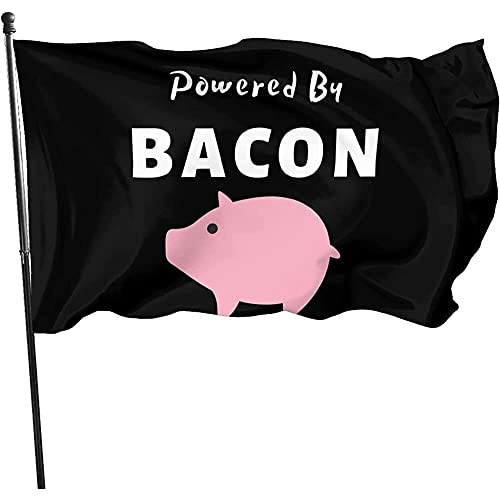 Garten Flagge Powered by Bacon Lustiges Schwein Breeze Flagge Dekoration Sommer Flaggen Verblassen Beständig Dekorative Fahnen, Für Veranda, Feiertage, Bauernhaus, 90X150Cm von lixinxiantudoumaoyiyouxiangongsi2