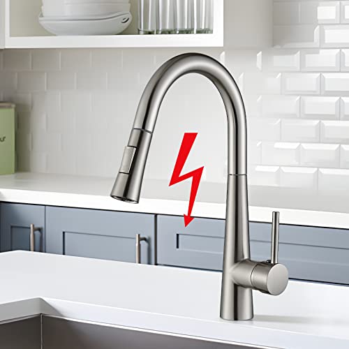 Llffssdg 5 cm Loch Abstand Wasserhahn Küche Küchenarmatur Niederdruck mit Ausziehbarer Brause 360° Schwenkbare Spültischarmatur Edelstahl 2 Sprühfunktionen Einfache Installation von llffssdg