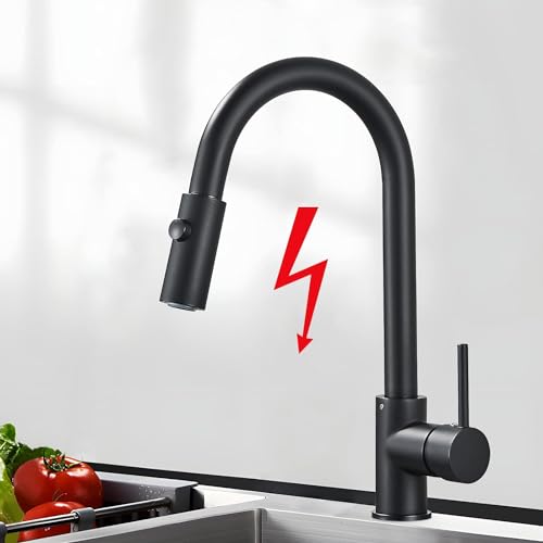 Llffssdg Wasserhahn Küche Niederdruck Armatur Küche für Boiler - 360° Drehbare Mischbatterie Schwarz Edelstahl, Flexibel Anschluss, Spültischarmatur Einfach Installieren von llffssdg