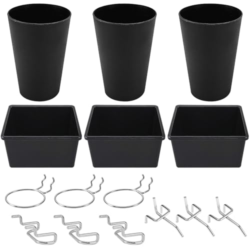 Lochplatte Schreibtisch Set, Multifunktionale Wandorganisation, Platzsparend Pegboard, mit 6 Kunststoffbechern und 9 Haken Lochwand Zubehör, für Garagen, Räume, Werkbänke, Büros Usw (Schwarzsilber) Lochplatte Schreibtisch Set, Multifunktionale Wandorganisation, Platzsparend Pegboard, mit 6 Kunststoffbechern und 9 Haken Lochwand Zubehör, für Garagen, Räume, Werkbänke, Büros Usw (Schwarzsilber) von lllrlpeiase