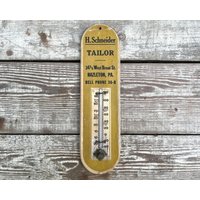 Antikes Holz Thermometer H. Schneider Tailor Werbeschild von lloydstreasures