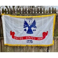 United Staes Army Flagge, Vintage American Eagle Gold Fransen Große Alte Wandaufhänger, Veteran, Milutary Geschenk, Wandkunst von lloydstreasures