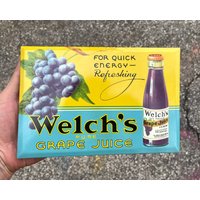 Welch Es Pure Grape Juice Tin Over Cardboard Schild American Art Works Nos Staffelei Zurück Westfield New York 1920Er Jahre Werbung Wandbehang Dekor von lloydstreasures