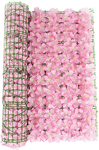 llxyzrzbhd Balkon Sichtschutz Efeu künstliche Hecken Zaun Outdoor Indoor erweiterbarer künstlicher Efeu-Blumen-Privatsphäre-Zaun-Schirm-dekorativer Zaun 819(Color:Pink;Size:1 x 3 M) von llxyzrzbhd