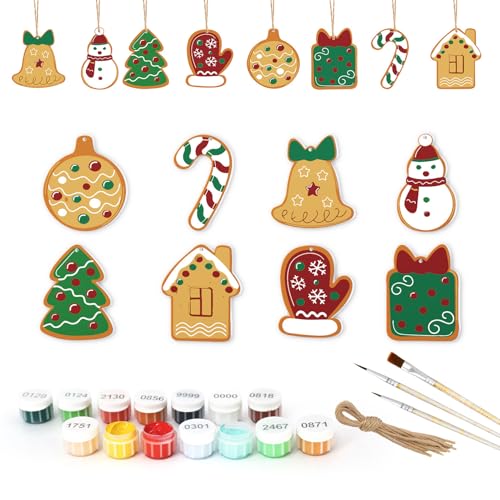 lmoikesz 8er Pack Malen nach Zahlen Sets für Weihnachten für Erwachsene, DIY Baumschmuck mit Hanfseil, Malset für Anfänger, MBH06 von lmoikesz