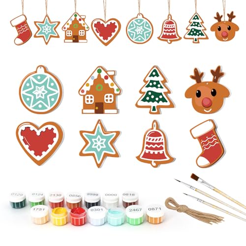 lmoikesz 8er Pack Malen nach Zahlen Sets für Weihnachten für Erwachsene, DIY Baumschmuck mit Hanfseil, Malset für Anfänger, MBH09 von lmoikesz