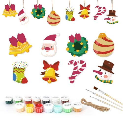 lmoikesz 8er Pack Malen nach Zahlen Sets für Weihnachten für Erwachsene, DIY Baumschmuck mit Hanfseil, Malset für Anfänger, MBH10 von lmoikesz