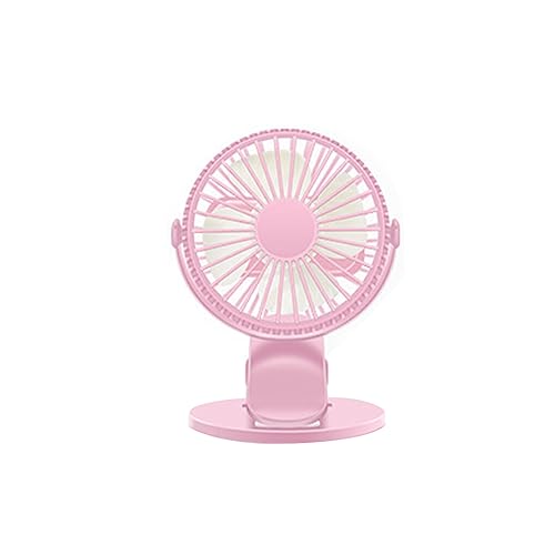 lmoikesz Elektrischer Tischventilator, geräuscharm, tragbare Mini Ventilatoren mit Clip, 360 Grad Drehung, wiederaufladbare USB Luftkühlungsversorgung, Rosa von lmoikesz