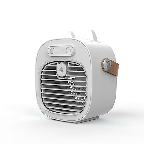 lmoikesz Mini Klimaanlage, wiederaufladbar, 3 Geschwindigkeiten, Einstellbarer Kühler, tragbar, Büroraum, Schreibtischventilator, Camping, Reise, kühl, Weiss, Plug in Modell von lmoikesz