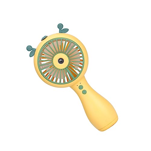 lmoikesz Mini USB Ladehandventilator Luft 3 Geschwindigkeit Wasserspray Desktop Misting Cartoon Personal Business Camping Home Geschenk, Gelb von lmoikesz