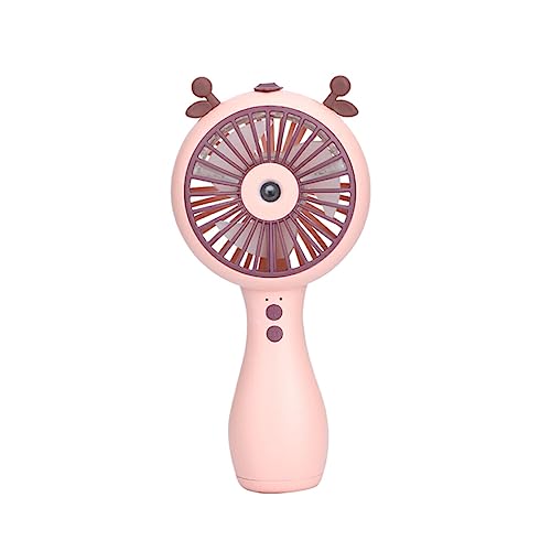 lmoikesz Mini USB Ladehandventilator Luft 3 Geschwindigkeit Wasserspray Desktop Misting Cartoon Personal Business Camping Home Geschenk, Rosa von lmoikesz