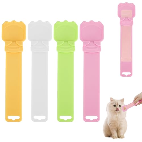 4 Stück Katzenfutter Löffel & Cat Strip Feeder Squeeze Löffel- Lebensmittelechter-Quetschlöffel für Flüssigsnacks, Nassfutter & Katzenstreifen | Leicht zu Reinigen & Praktisch für Zuhause & Unterwegs von loacuony
