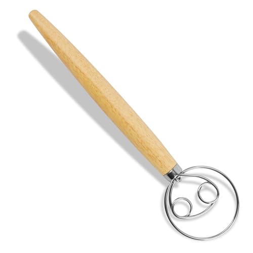 Dänischer Schneebesen aus Dänischer Teigbesen für Brotteig,Kuchen und Eier-Teigrührer und Teigbesen im niederländischen Stil-Perfektes Küchenbackwerkzeug für Brotherstellung und Backzubehör von loacuony