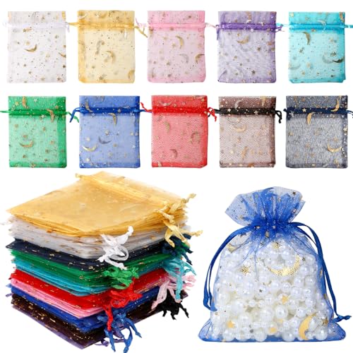 100 Stück Organzasäckchen 7x9|Kleine Geschenkbeutel Aus Organza|Hochwertige Partybeutel Für Hochzeit,Geburtstag & Weihnachten|Wiederverwendbare Organzabeutel Mit Zugband|Ideal Für Süssigkeiten & Deko von loacuony