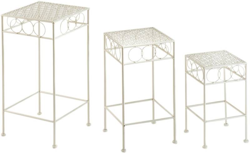 locker Blumenhocker (3er-Set), eckig aus Metall, antique cream von locker