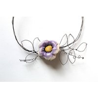 Blumenkranz Mit Violetter Blumen- Und Eisendraht - Steinzeug von lofficina
