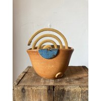 Handgemachte Mosquito Coil Bowl Aus Steingut Orange Und Blaue Keramik von lofficina