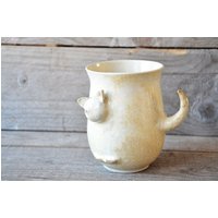 Kätzchen - Steinzeug Katze Made To Order Teetasse in Creme Steingut von lofficina
