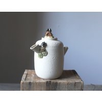 steingut Teekanne Mit Blauen Pilzen Und Kleiner Schnecke - Made To Order von lofficina