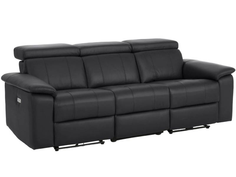 loft24 3-Sitzer Tana, Sofa Couch mit manueller Relaxfunktion, Lederbezug, 211 cm von loft24