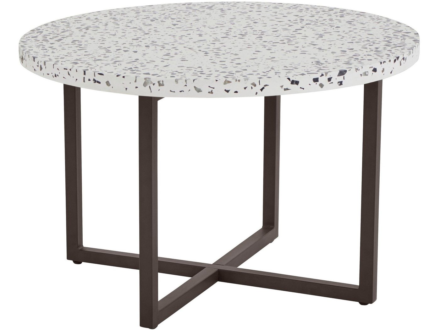 loft24 Beistelltisch Steffi, mit Terrazzo Tischplatte in weiß und Metallgestell, Ø60 cm von loft24