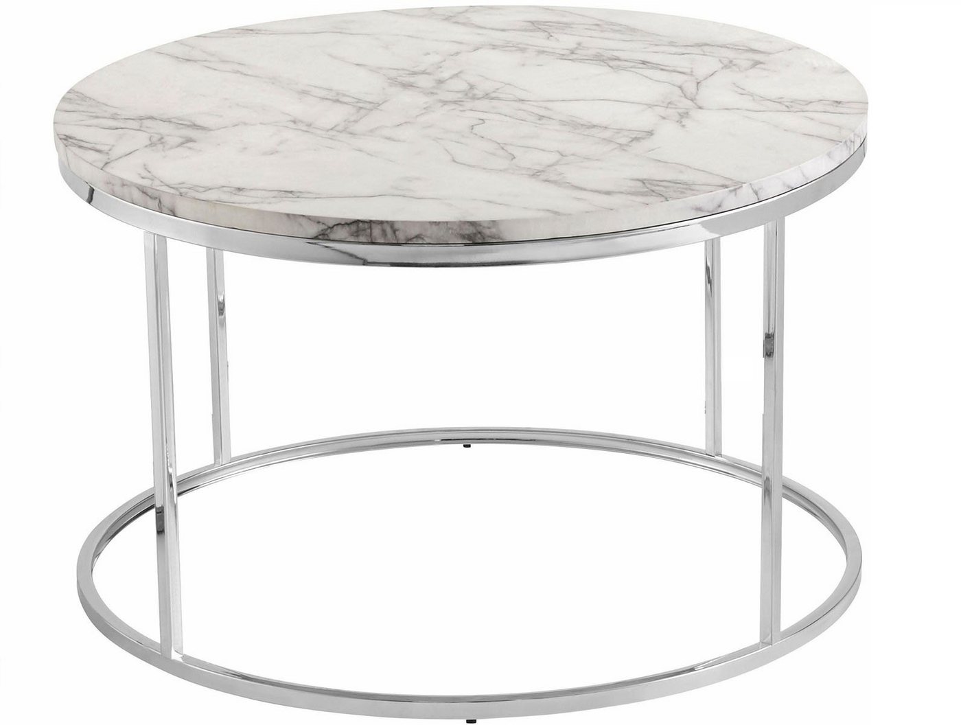 loft24 Couchtisch Megan, Wohnzimmertisch mit runde Tischplatte in Marmor Optik von loft24