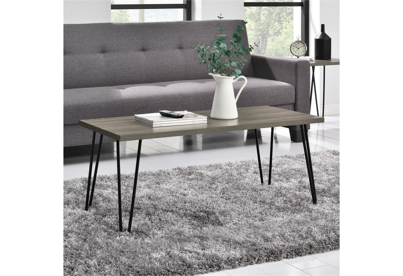 loft24 Couchtisch Owen, Wohnzimmertisch, rechteckige Form, Metallbeine, Breite 107 cm von loft24