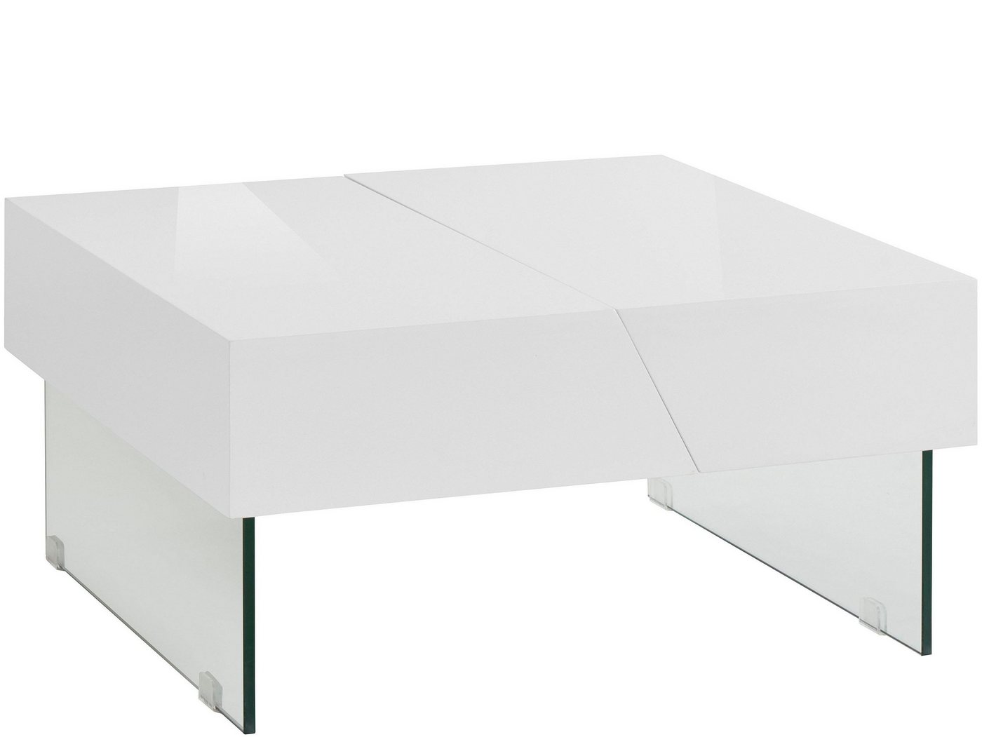 loft24 Couchtisch Peggy, Wohnzimmertisch in Hochglanz, ausziehbar, Glas Gestell, Breite 75 cm von loft24